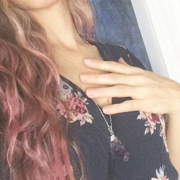 Real Amethyst and Sterling Silver Crystal Essential Oil Diffuser Necklace (NEW!) - Picture 6 of 7